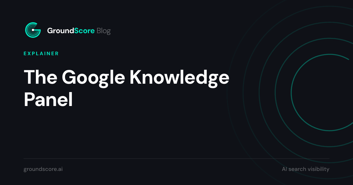 Diagram of a Google Knowledge Panel box beside search results and an AI answer