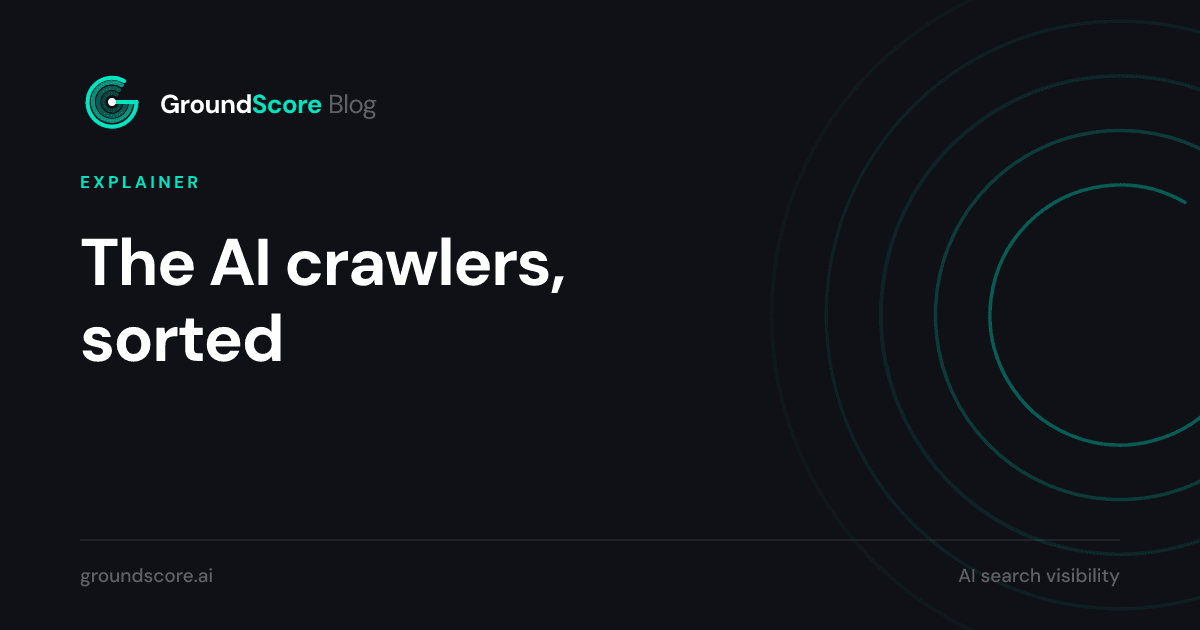 The major AI crawlers grouped by type: training, search indexing, and live fetching
